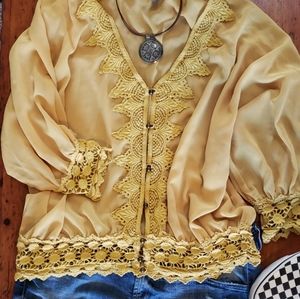Boho Sheer Top with Crochet detailing
